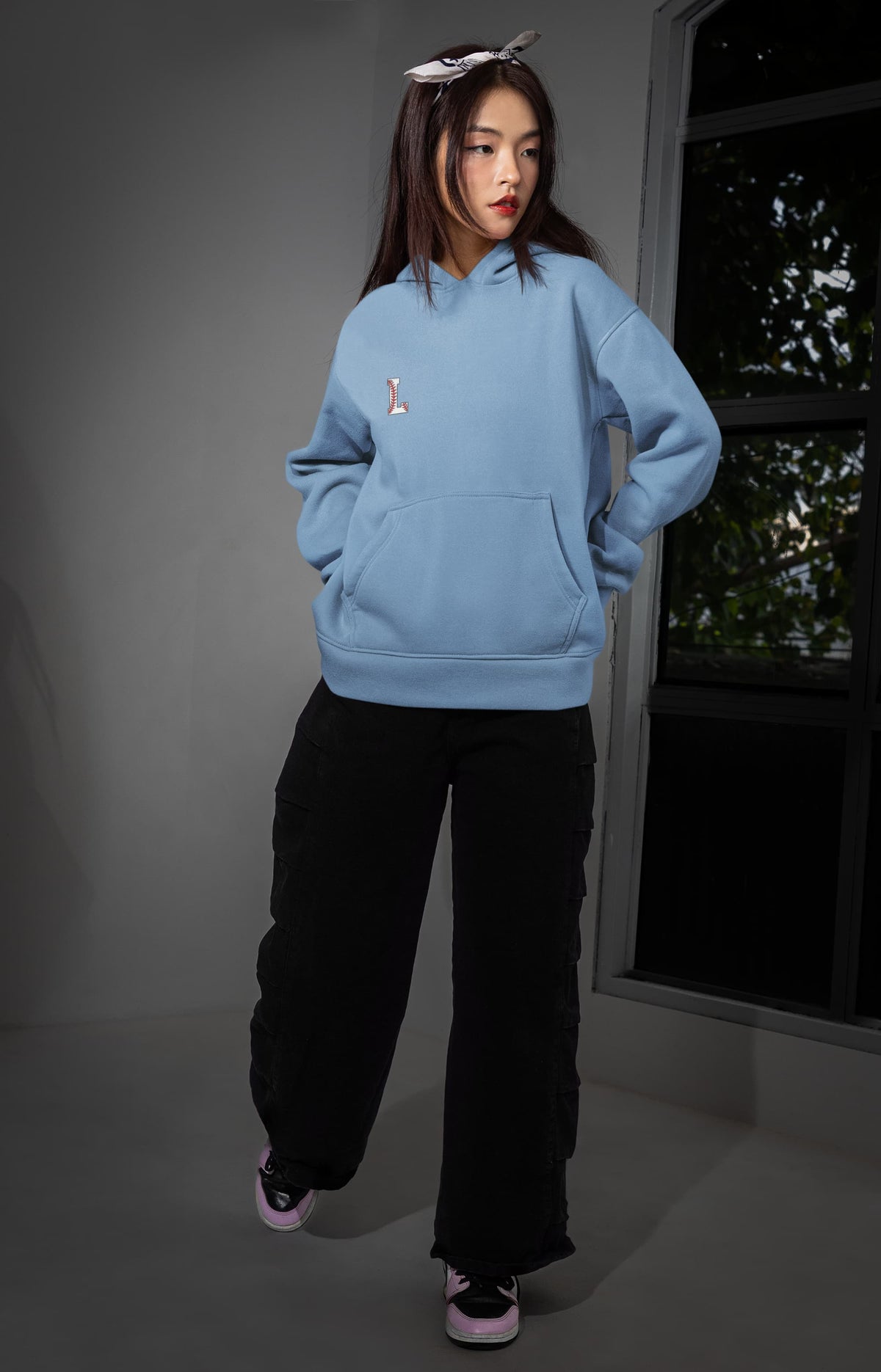 Karavirs® Mercury Baby Blue oversized hoodie for women India
