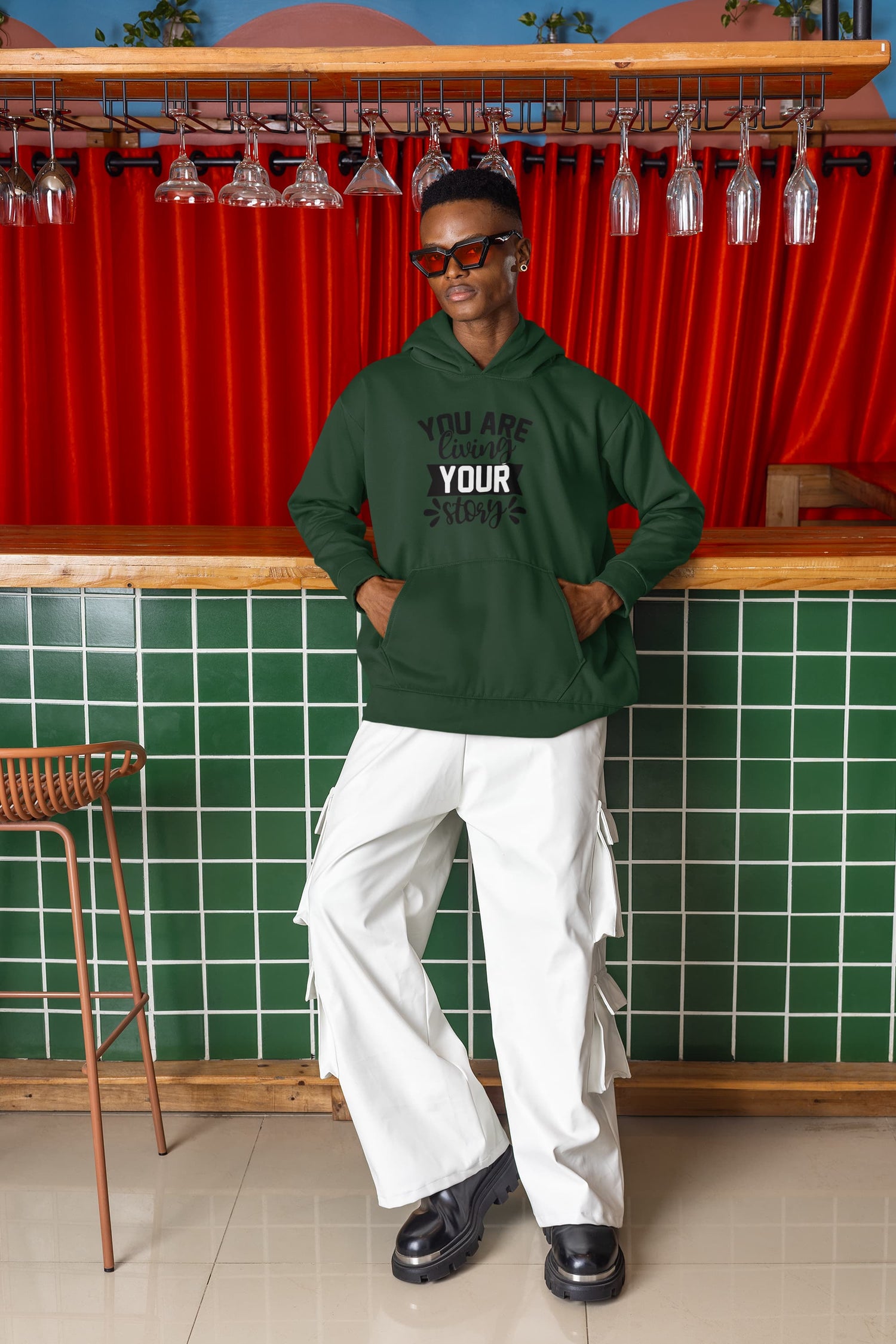 MENS OLIVE GREEN HOODIES 