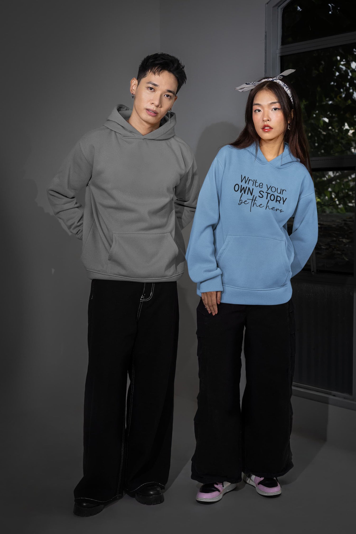 WOMENS BABY BLUE HOODIES