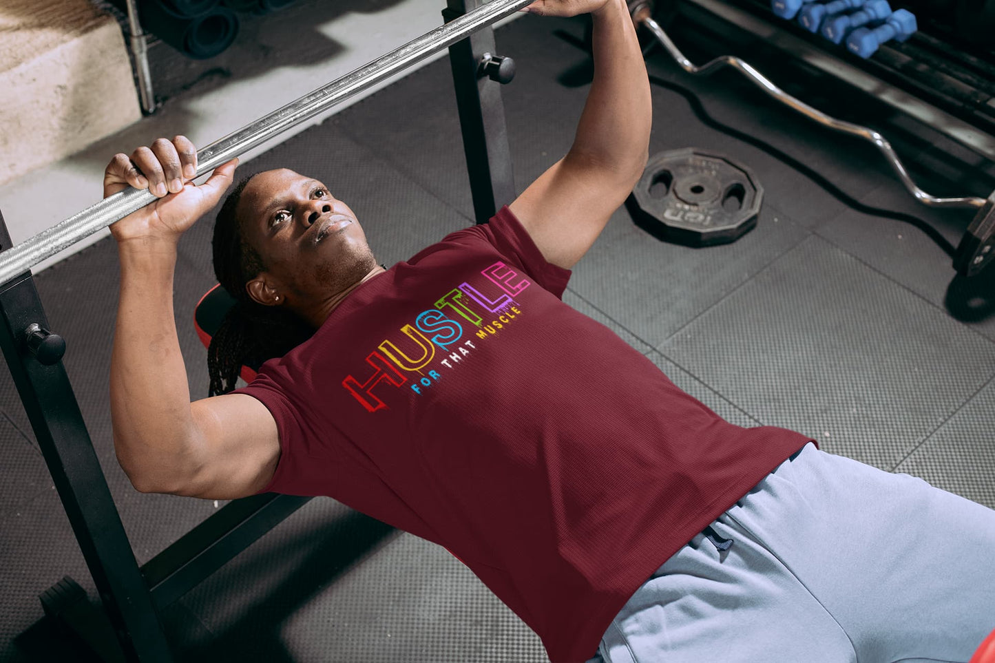 Men's Maroon Round Neck T-shirt