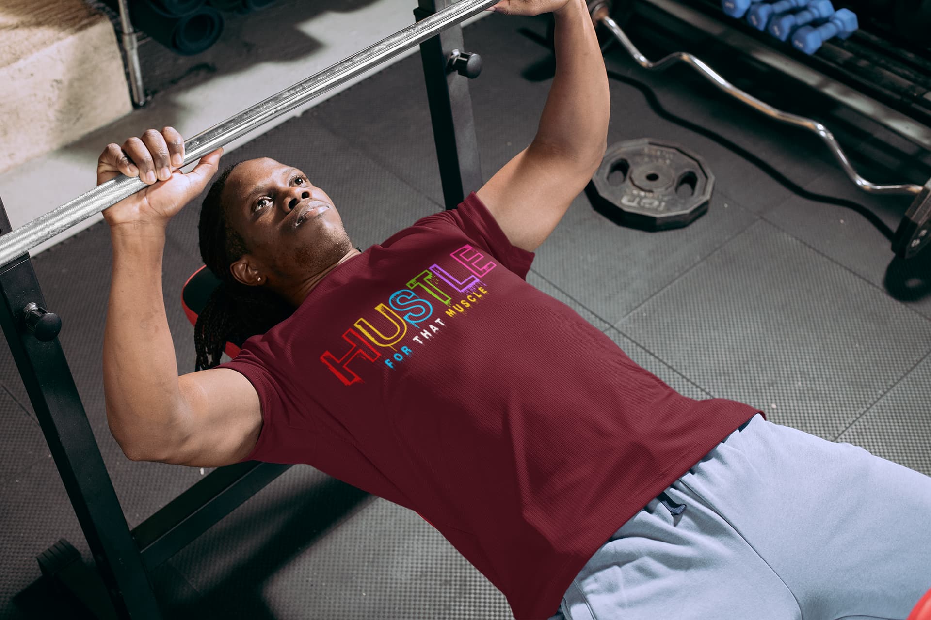Men's Maroon Round Neck T-shirt