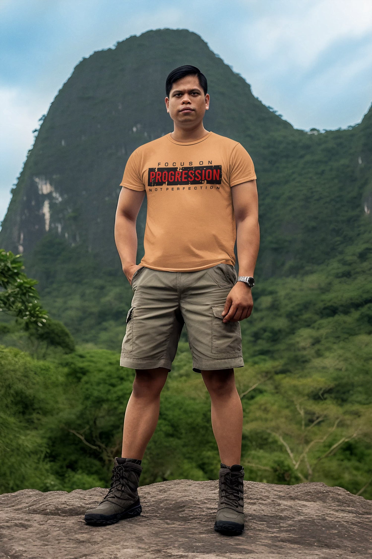 Men’s Mustard Yellow Round Neck T-shirts 