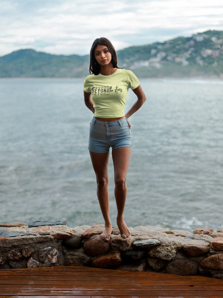 WOMENS BUTTER YELLOW CROP TOP