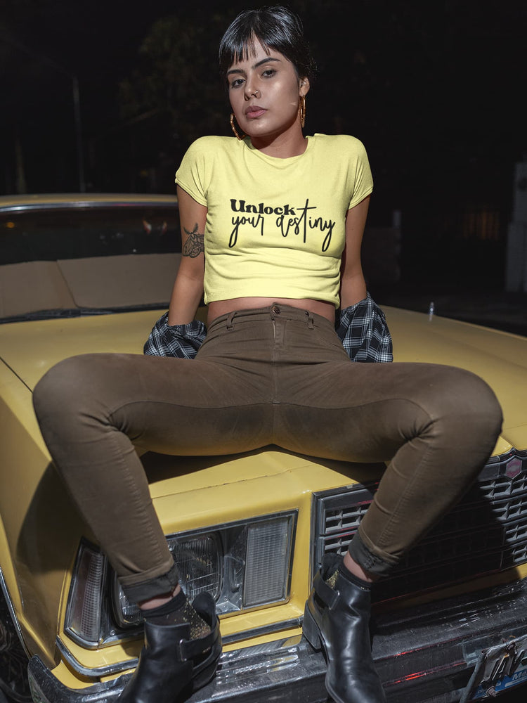 WOMENS BUTTER YELLOW CROP TOP