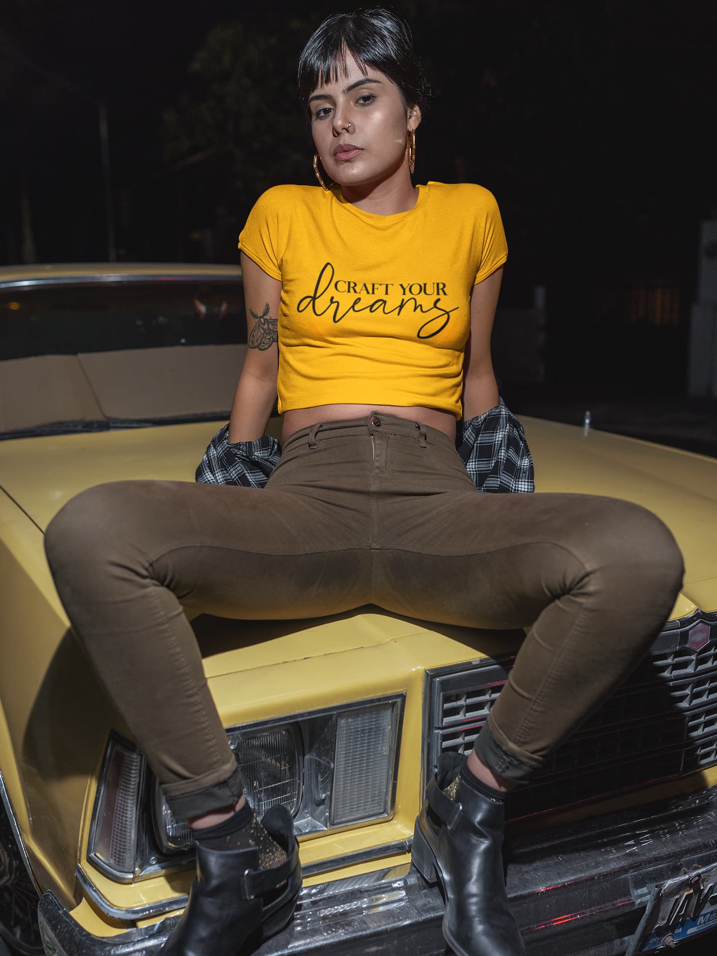 WOMENS GOLDEN YELLOW CROP TOP