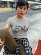 WOMENS MELANGE GREY CROP TOP