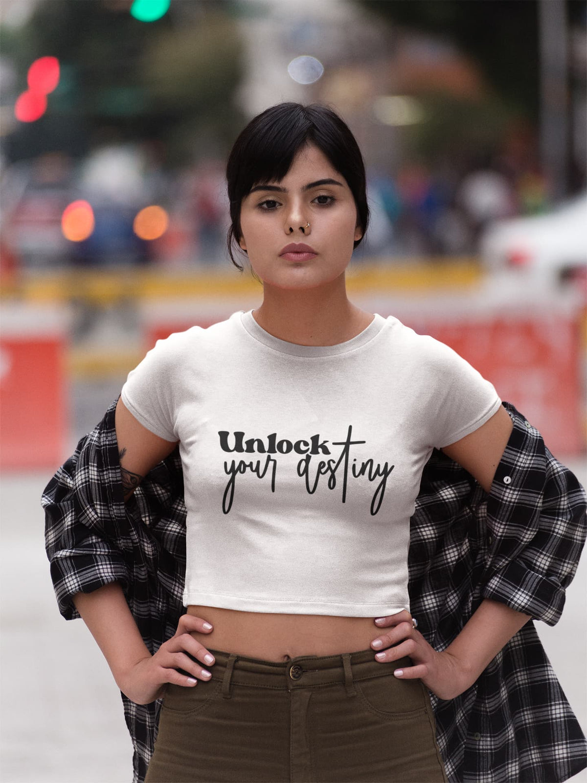 Karavirs® Unlock White crop top for women India
