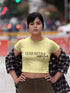 WOMENS BUTTER YELLOW CROP TOP