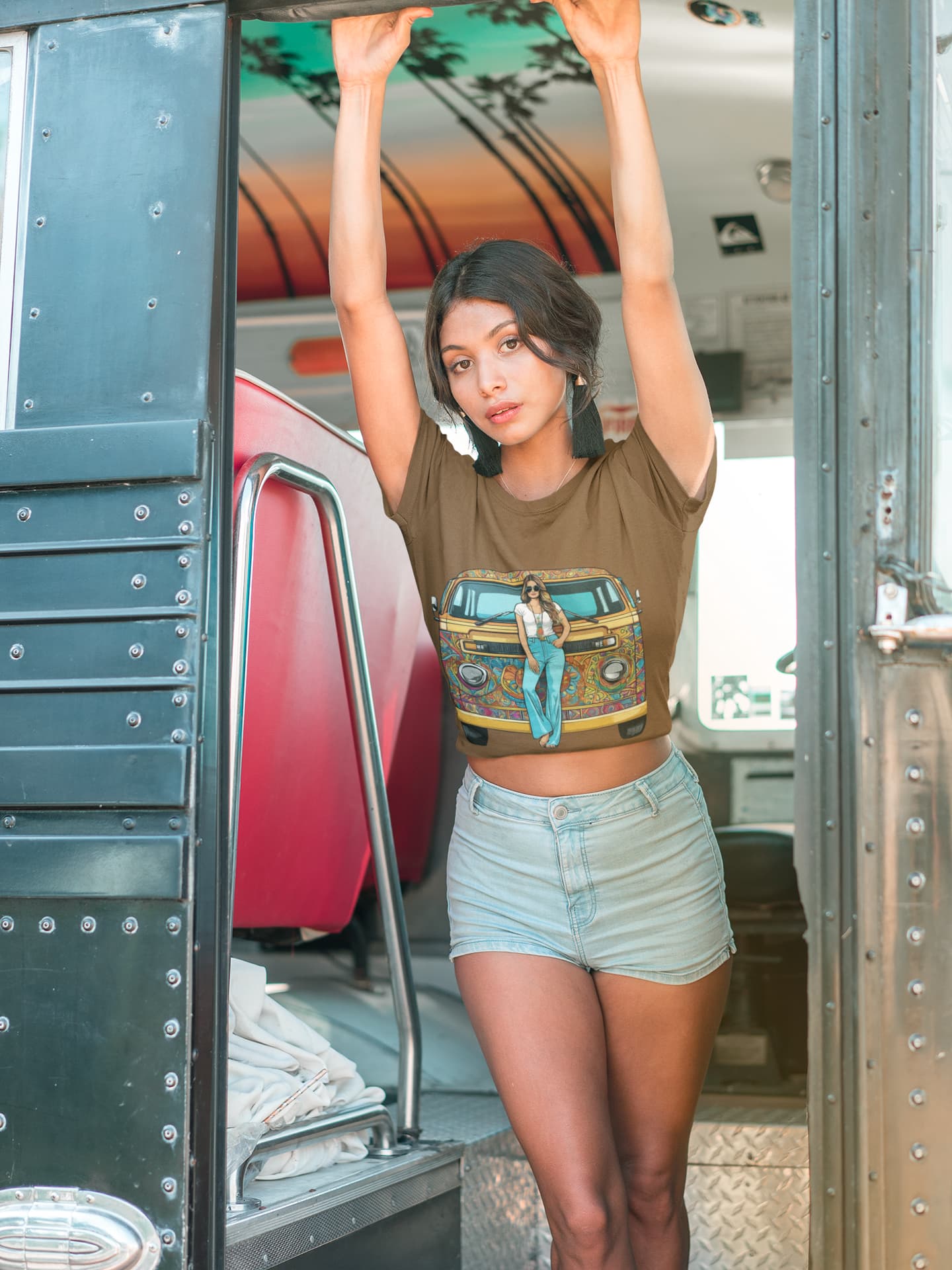 Women's Coffee Brown Round Neck T-shirts