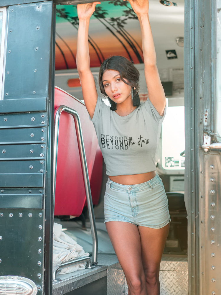 WOMENS MELANGE GREY CROP TOP