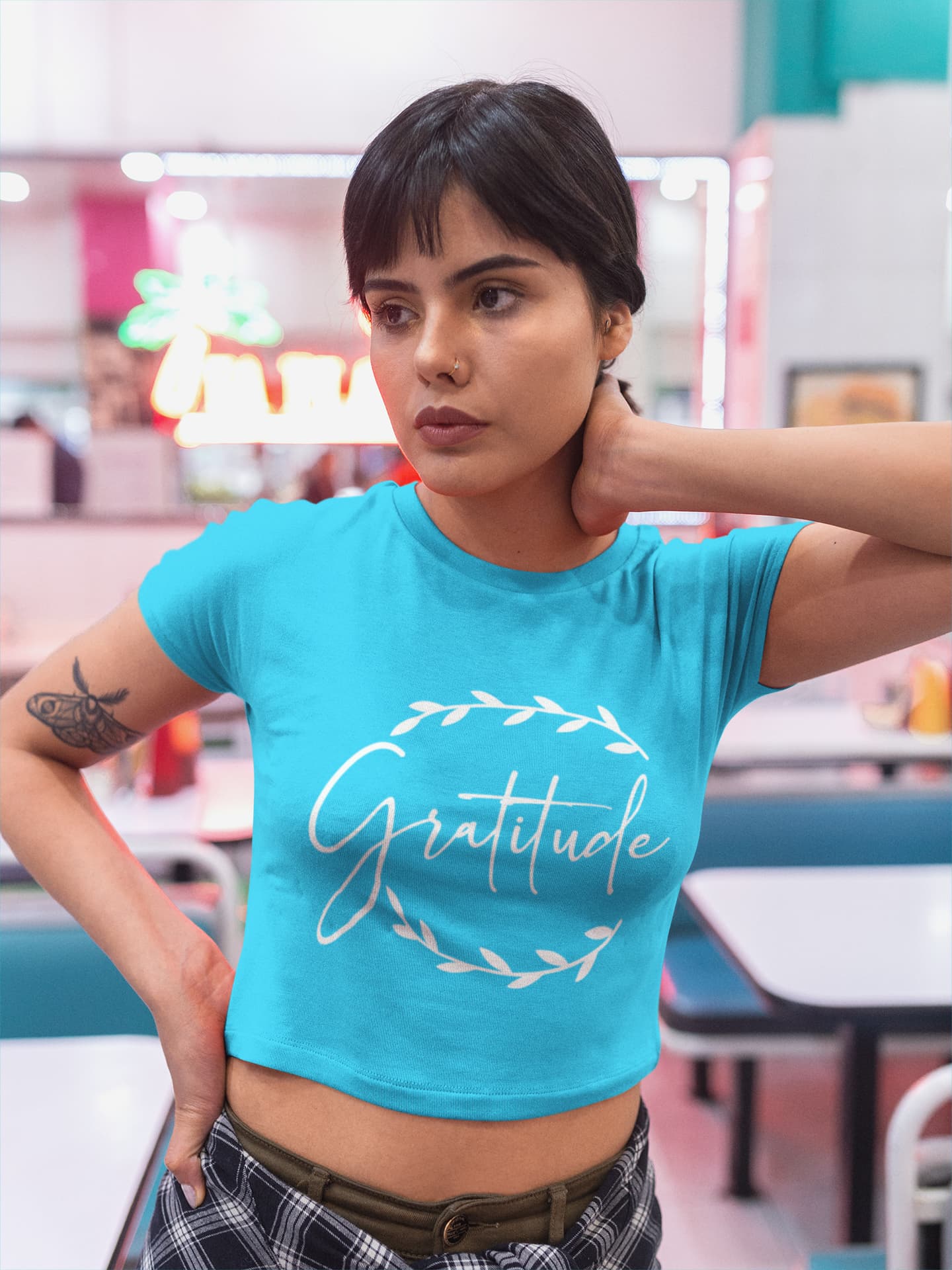 WOMENS SKY BLUE CROP TOP