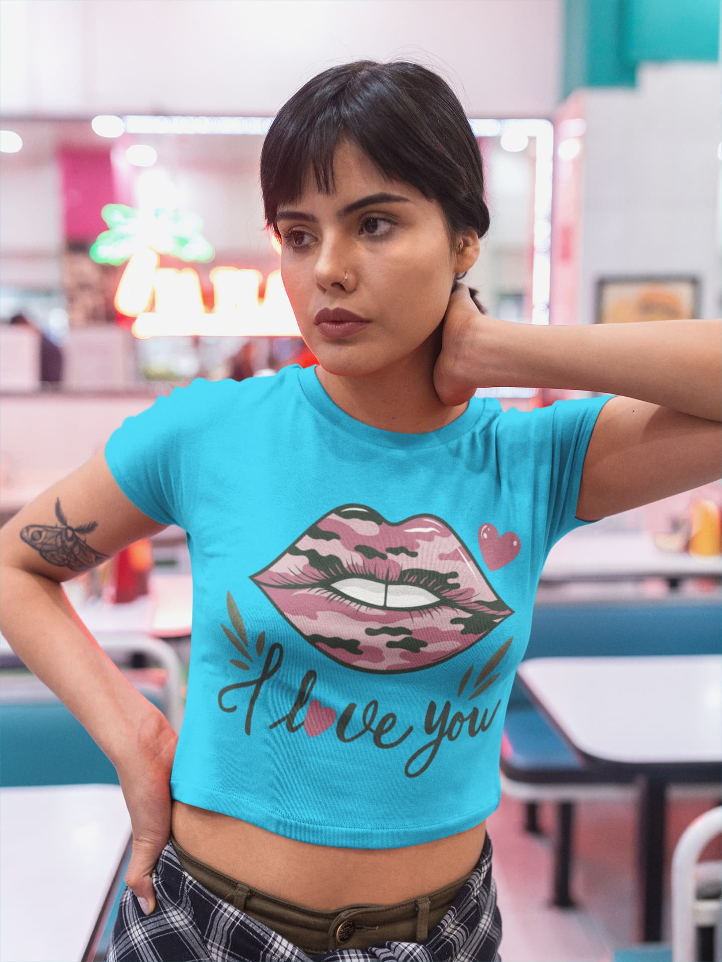 Women's Sky Blue Crop Tops