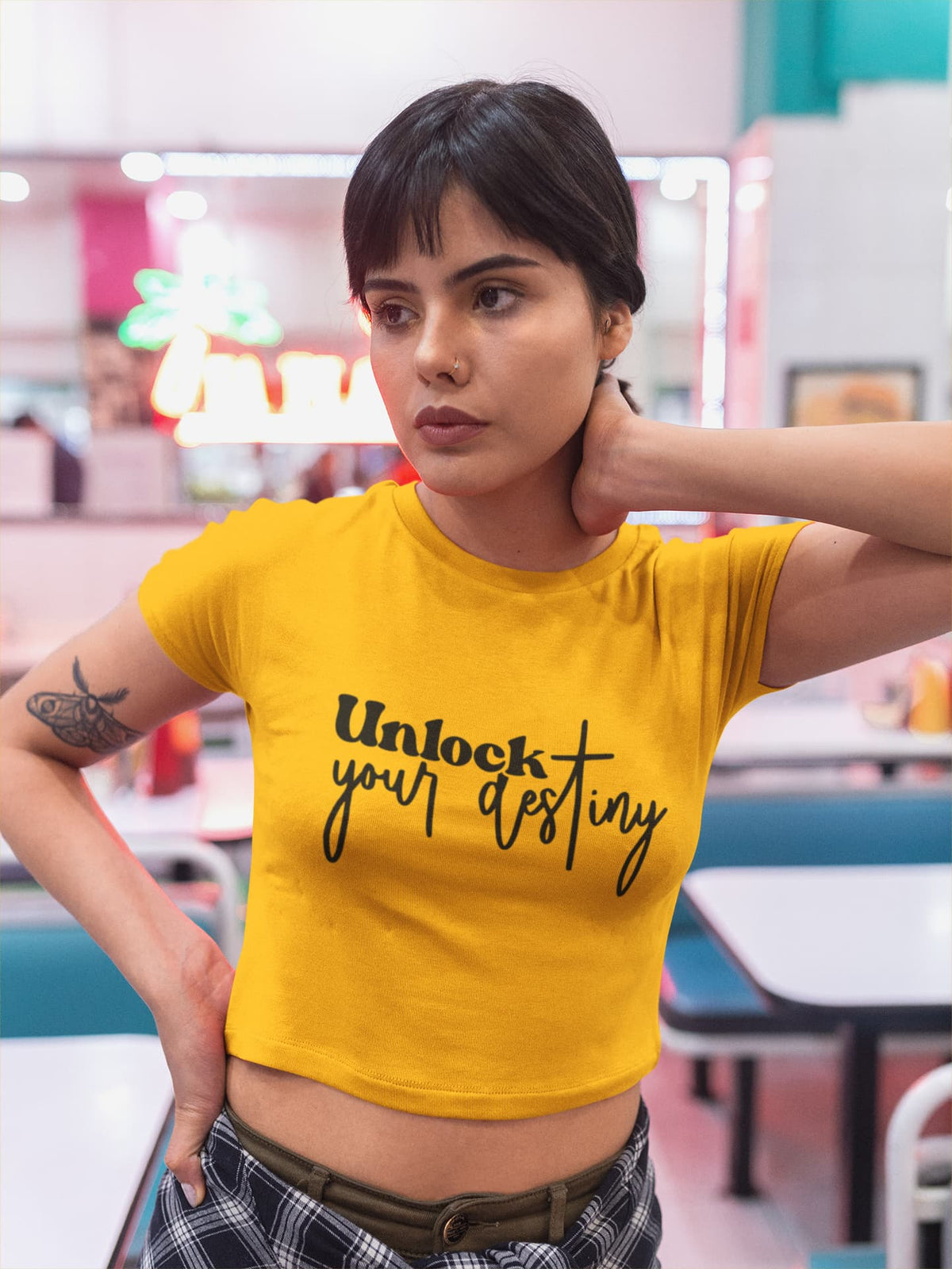 Karavirs® Unlock Golden Yellow crop top for women India