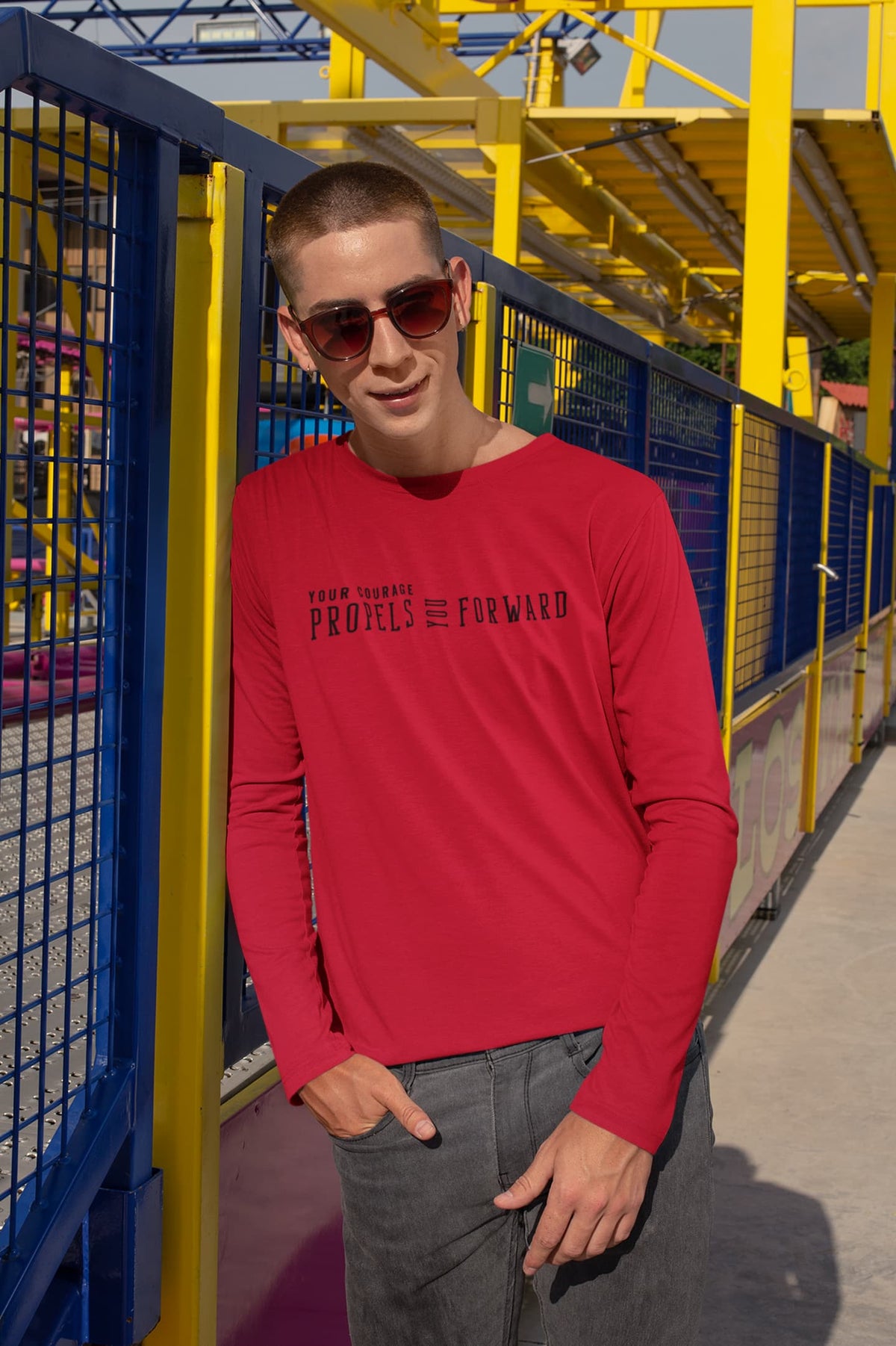 MENS RED ROUNDECK F/S T-SHIRT
