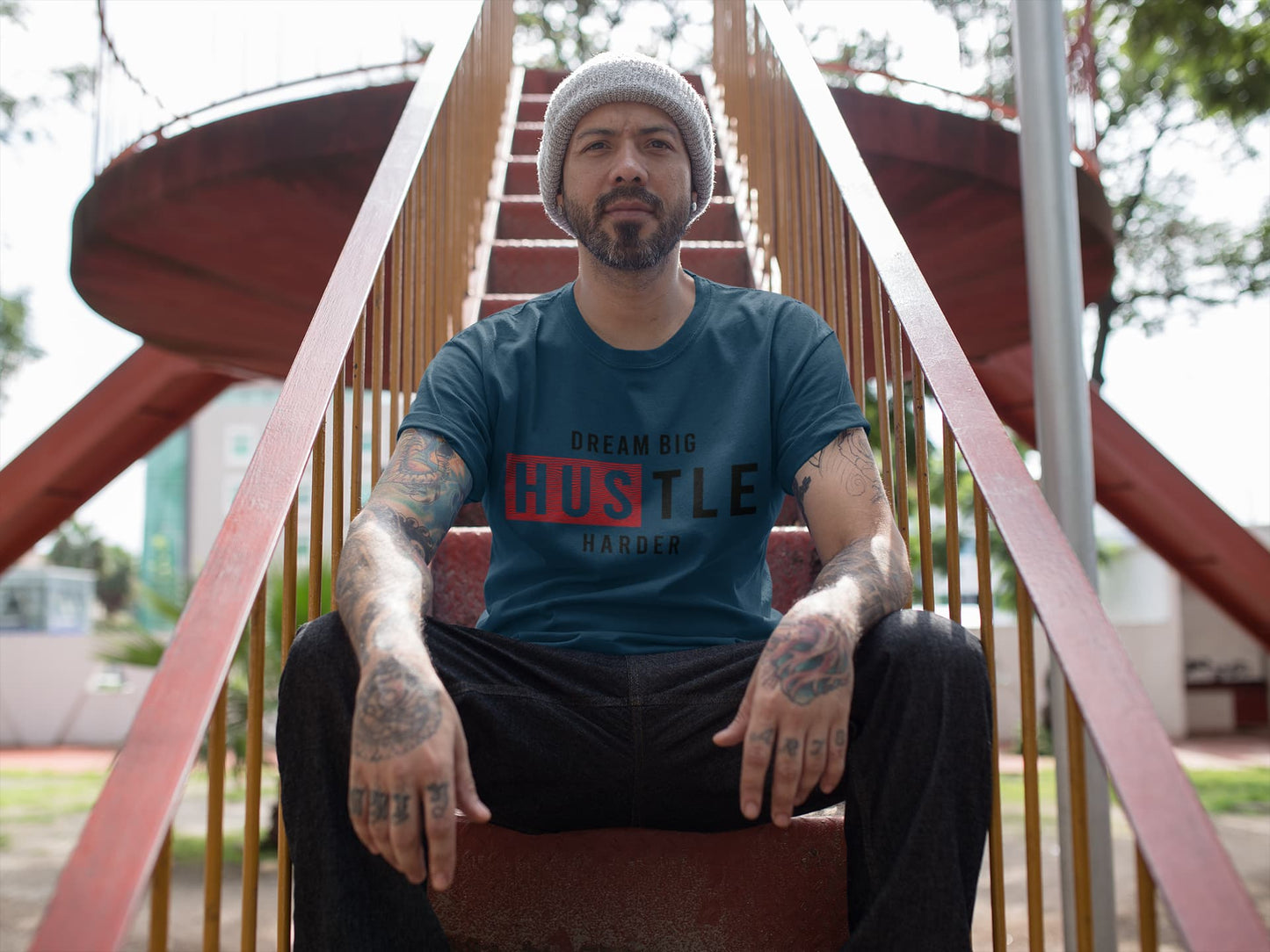 Men's Navy Blue Round Neck T-shirts