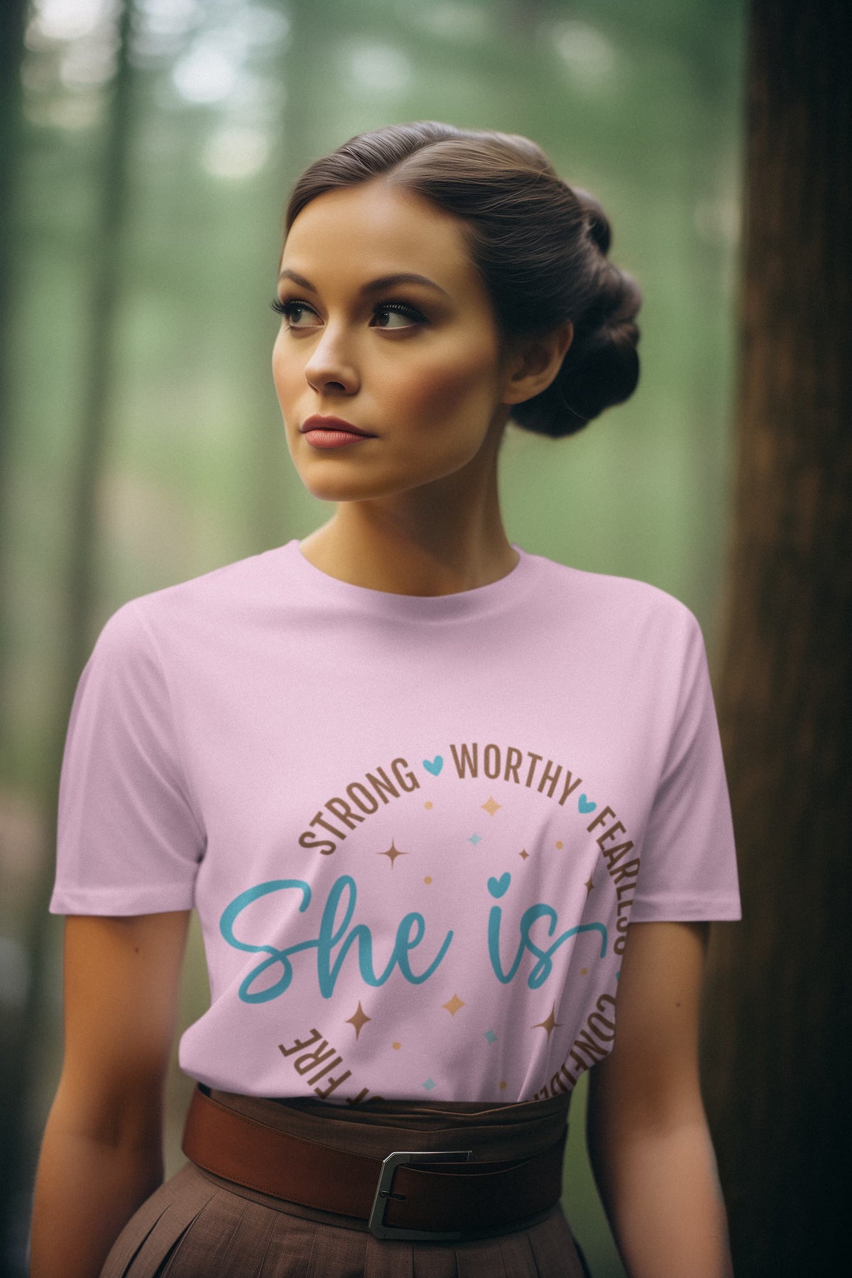 Women's Light Pink Round Neck T-shirts