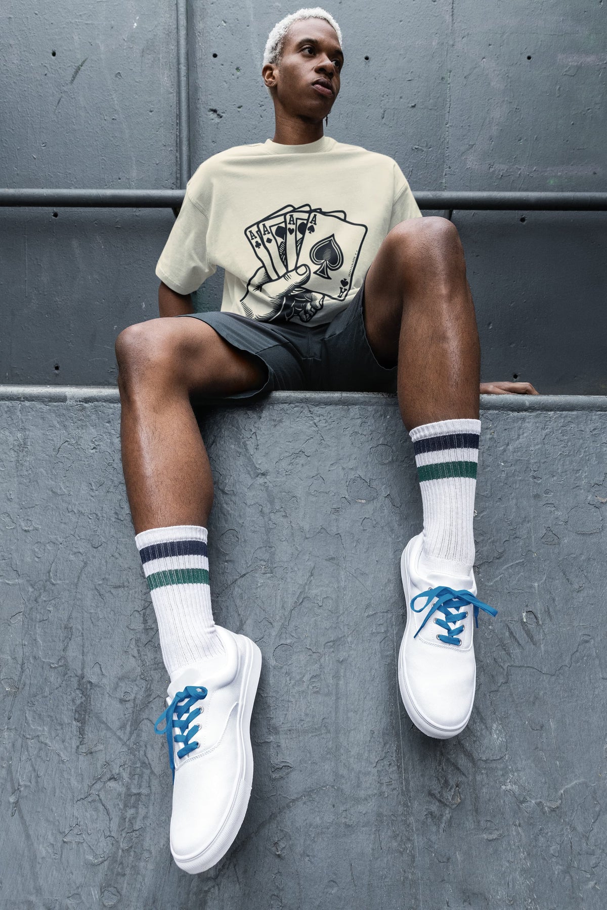 Men's Off White Oversized Round Neck T-shirts