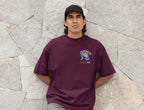 Men's Burgundy Oversized Round Neck T-shirt