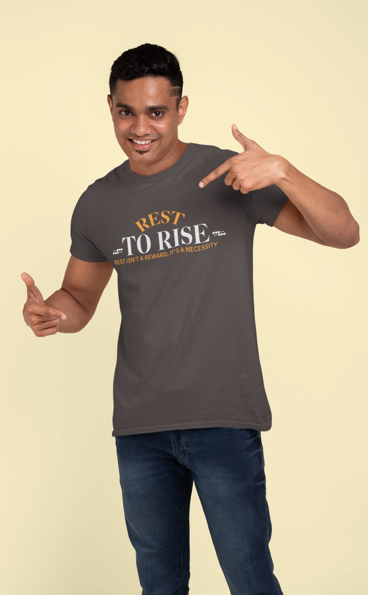 Karavirs® Rest Charcoal Grey graphic tee for men India