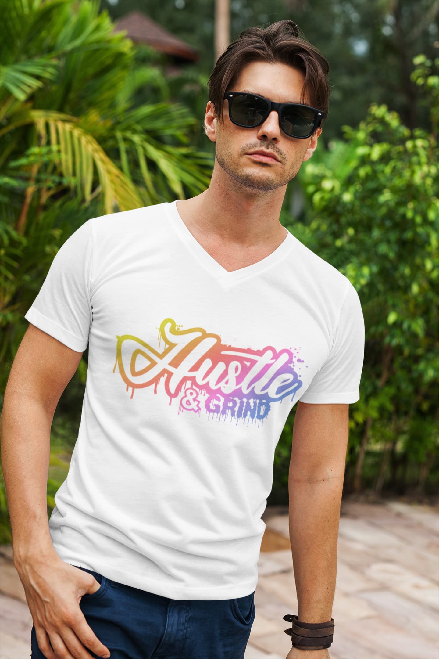 Men's White V Neck T-shirts