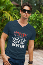 MENS NAVY BLUE VNECK T-SHIRT