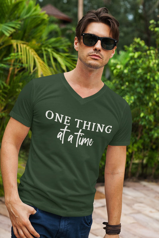 MENS OLIVE GREEN VNECK T-SHIRT