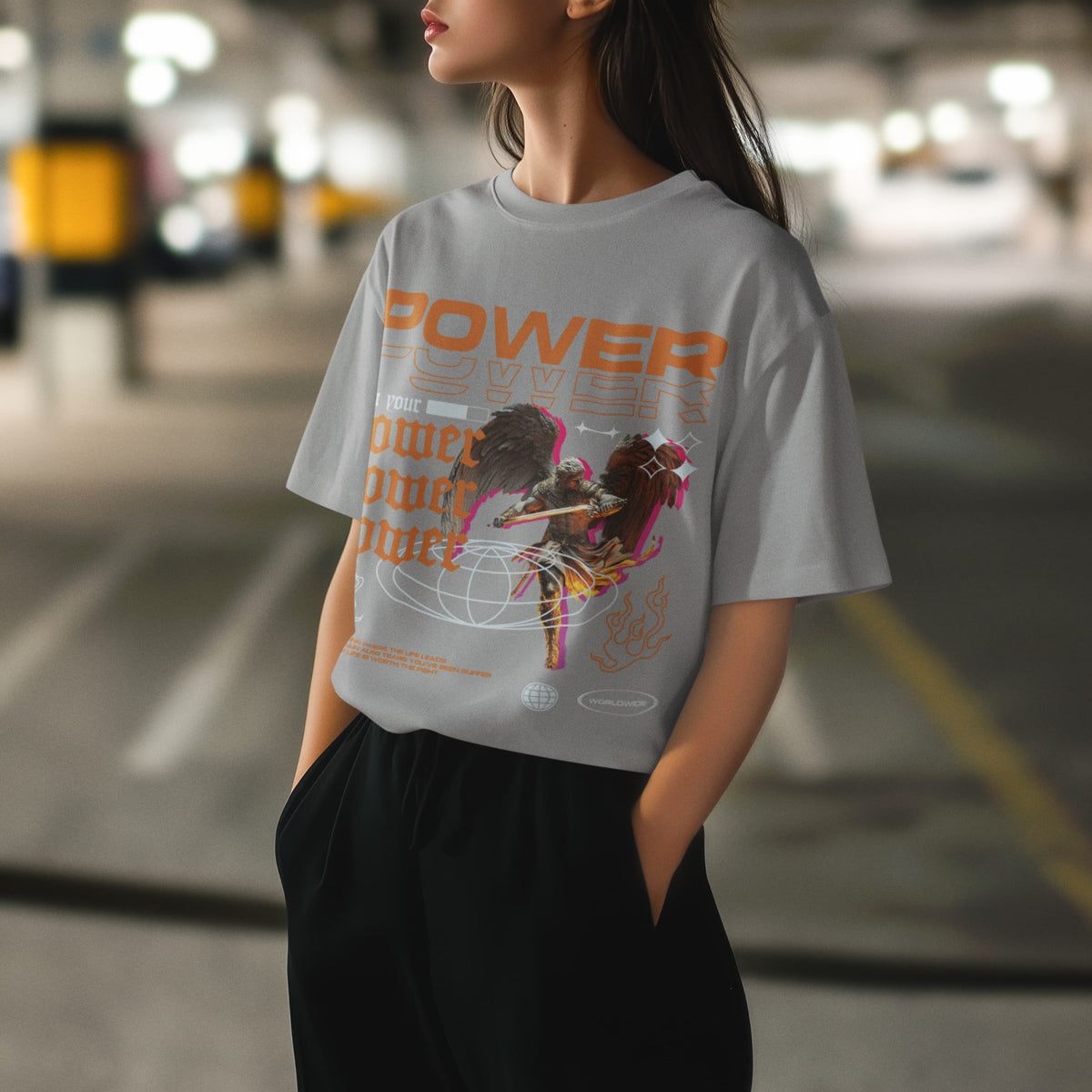 Women's Silver Frost Oversized Round Neck T-shirts