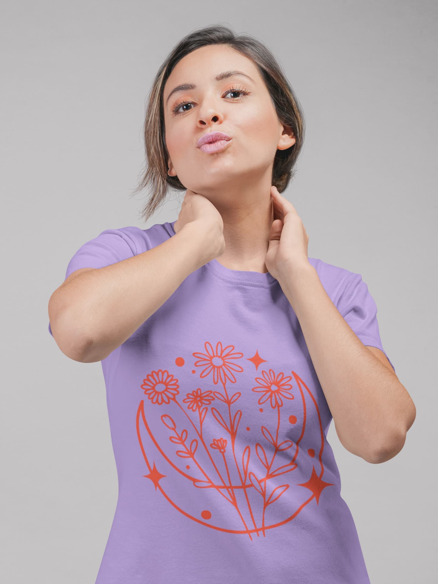 Women's Iris Lavender Round Neck T-shirts