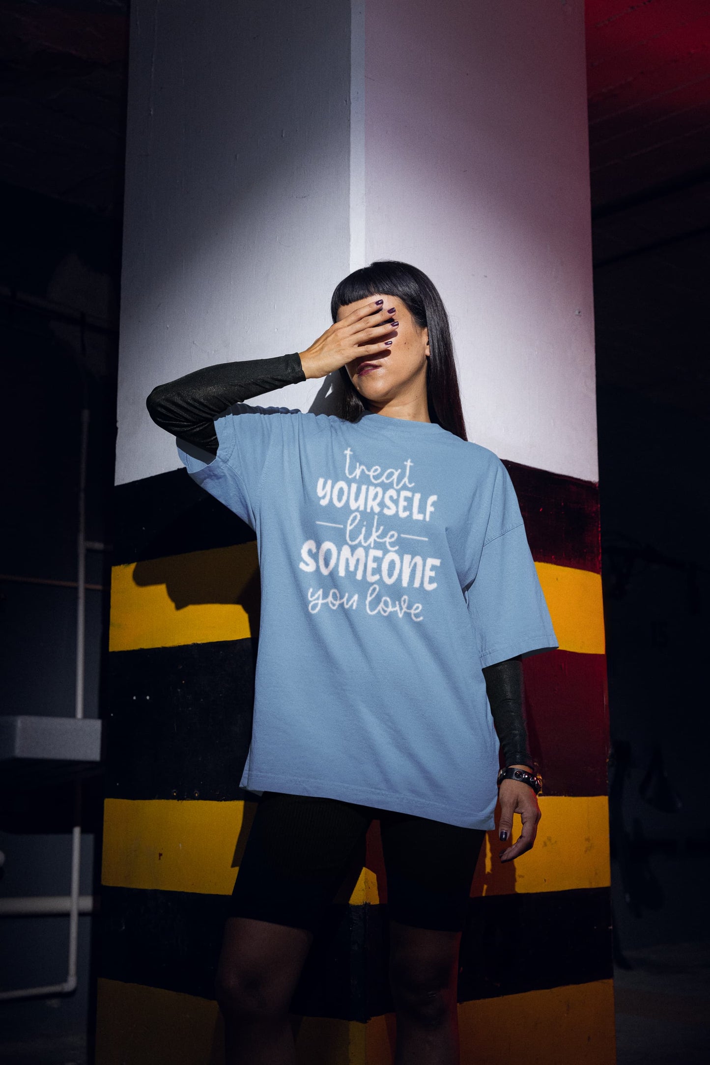 WOMENS BABY BLUE OVERSIZED T-SHIRT
