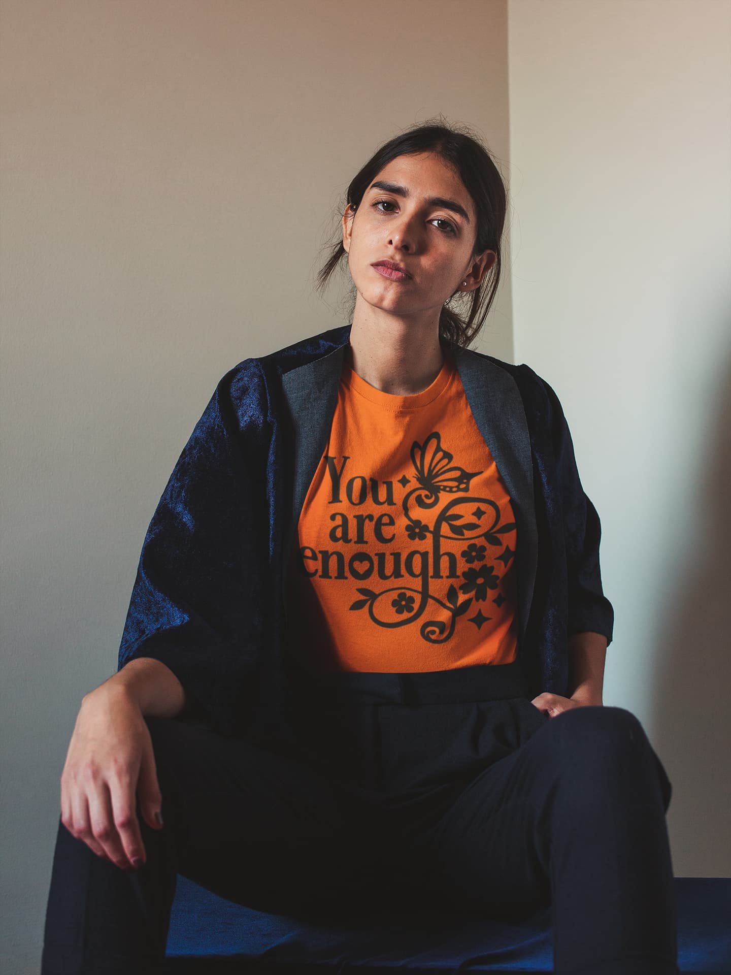 Women's Orange Round Neck T-shirts