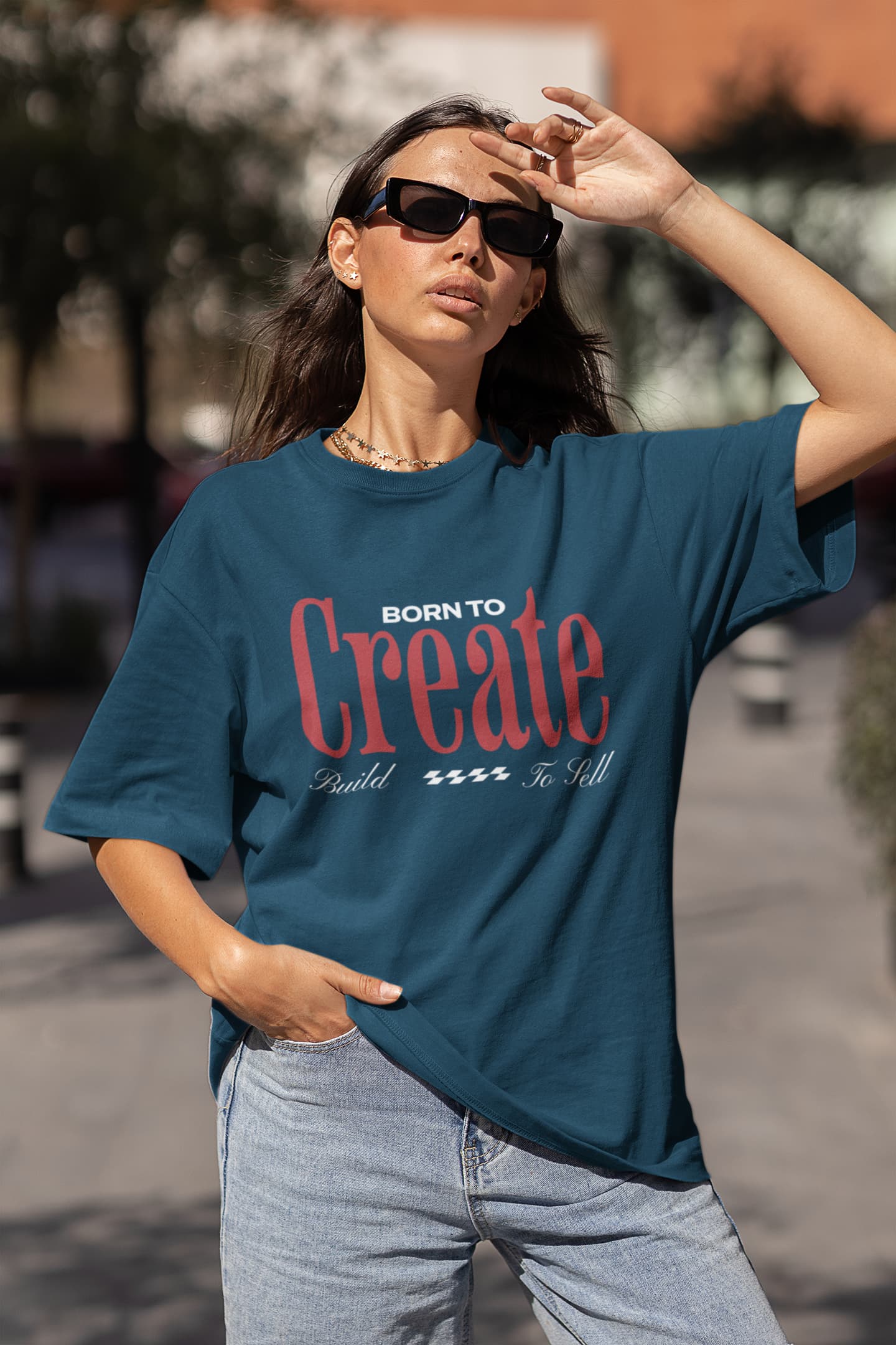 UNISEX NAVY BLUE OVERSIZED T-SHIRT