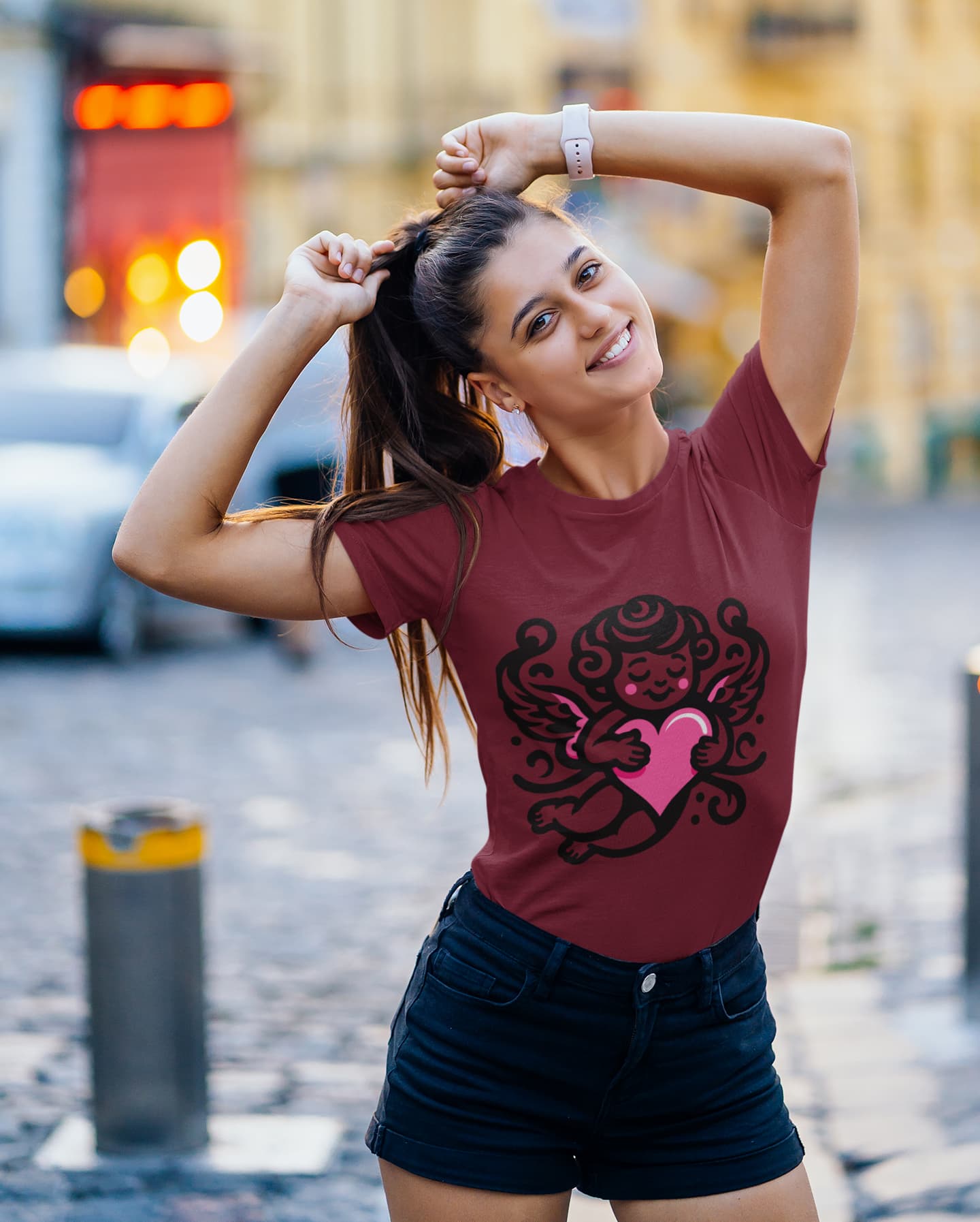 Women's Maroon Round Neck T-shirts
