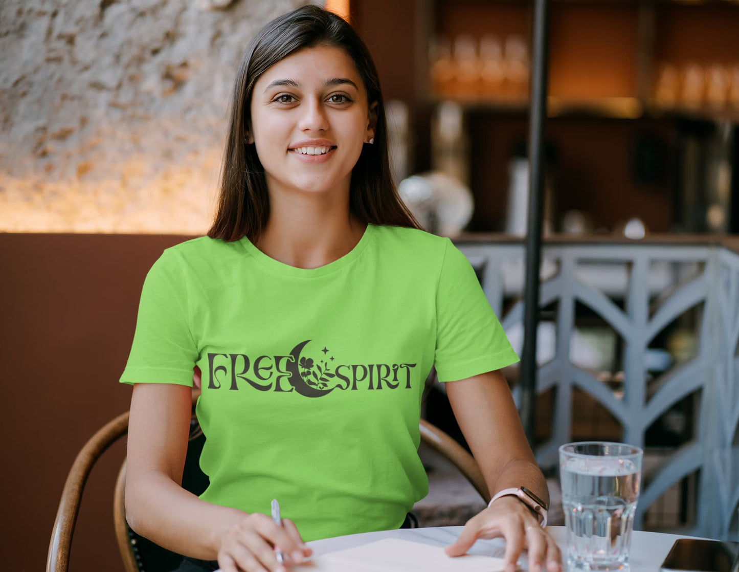 Women's Liril Green Round Neck T-shirts