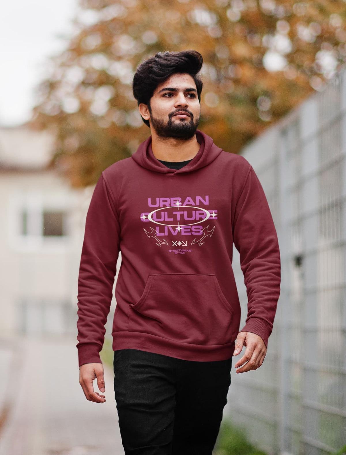 Karavirs® Cadence Maroon oversized hoodie for men India