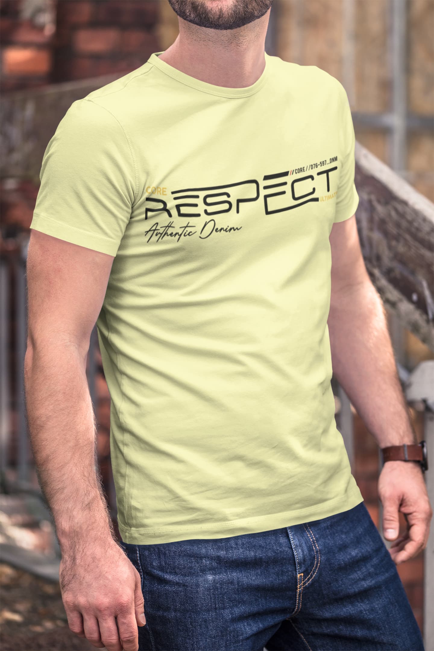 Men's Butter Yellow Round Neck T-shirts