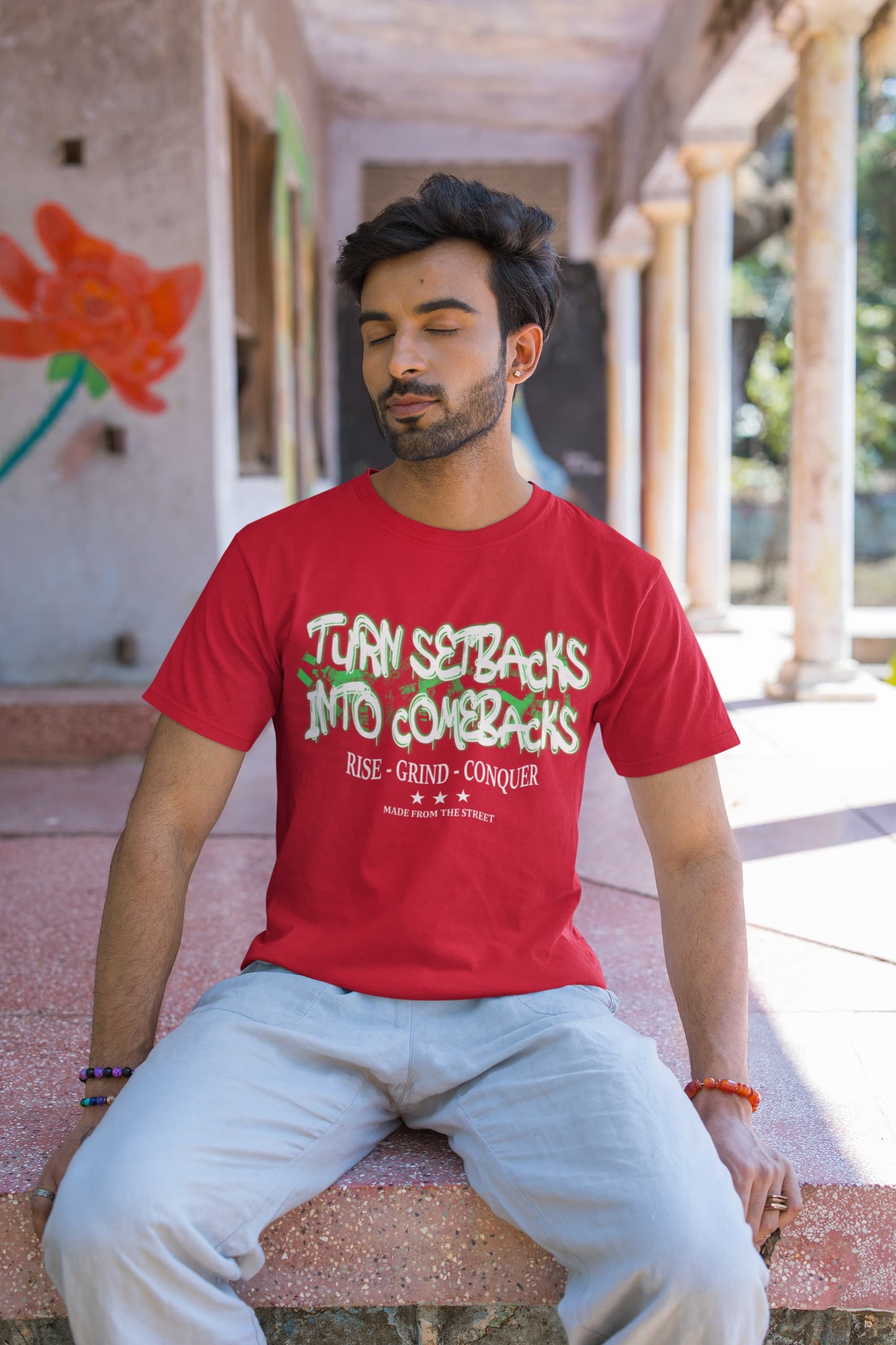 Men's Red Round Neck T-shirts