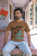 Men's Chocolate Brown Round Neck T-shirt