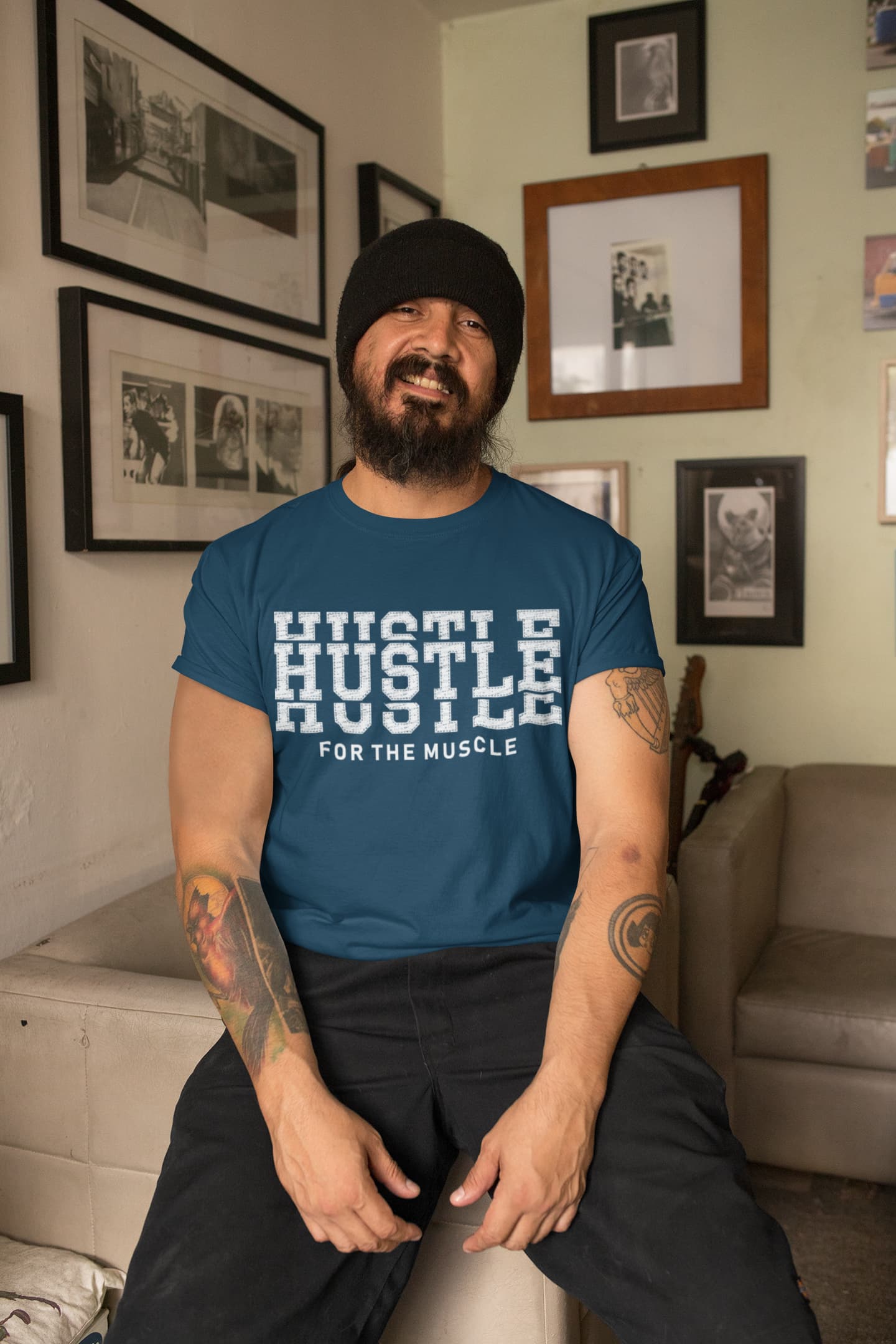 Men's Navy Blue Round Neck T-shirts