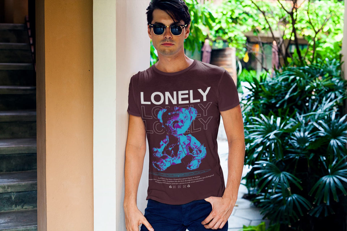 Men's Burgundy Round Neck T-shirts