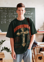Men's Bottle Green Oversized Round Neck T-shirt