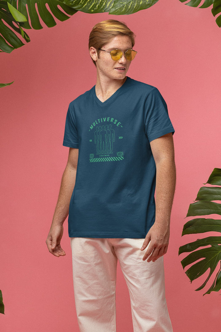 MENS NAVY BLUE VNECK T-SHIRT
