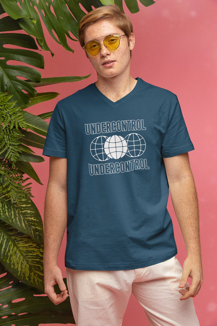 MENS NAVY BLUE VNECK T-SHIRT