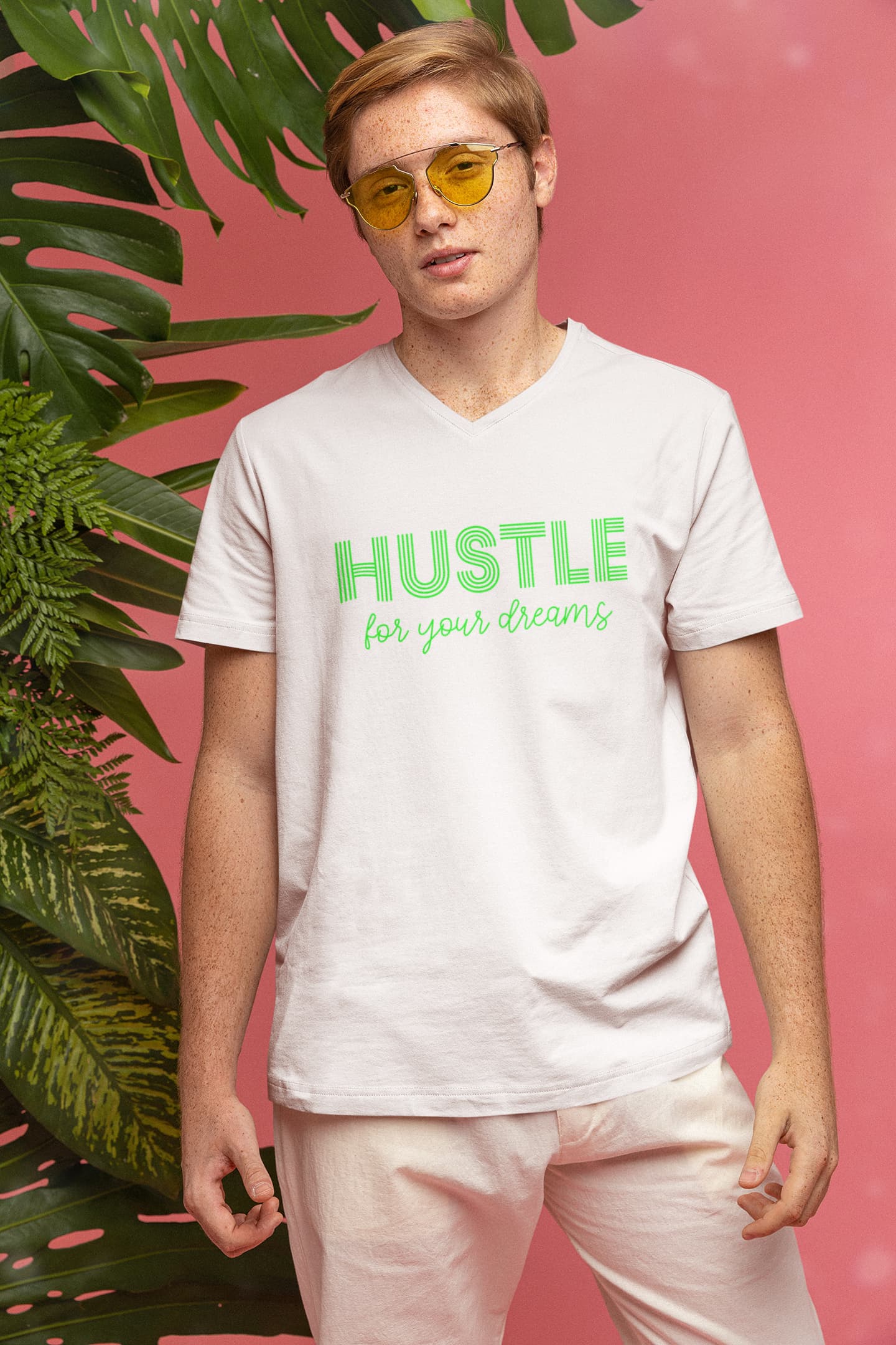 MENS WHITE VNECK T-SHIRT