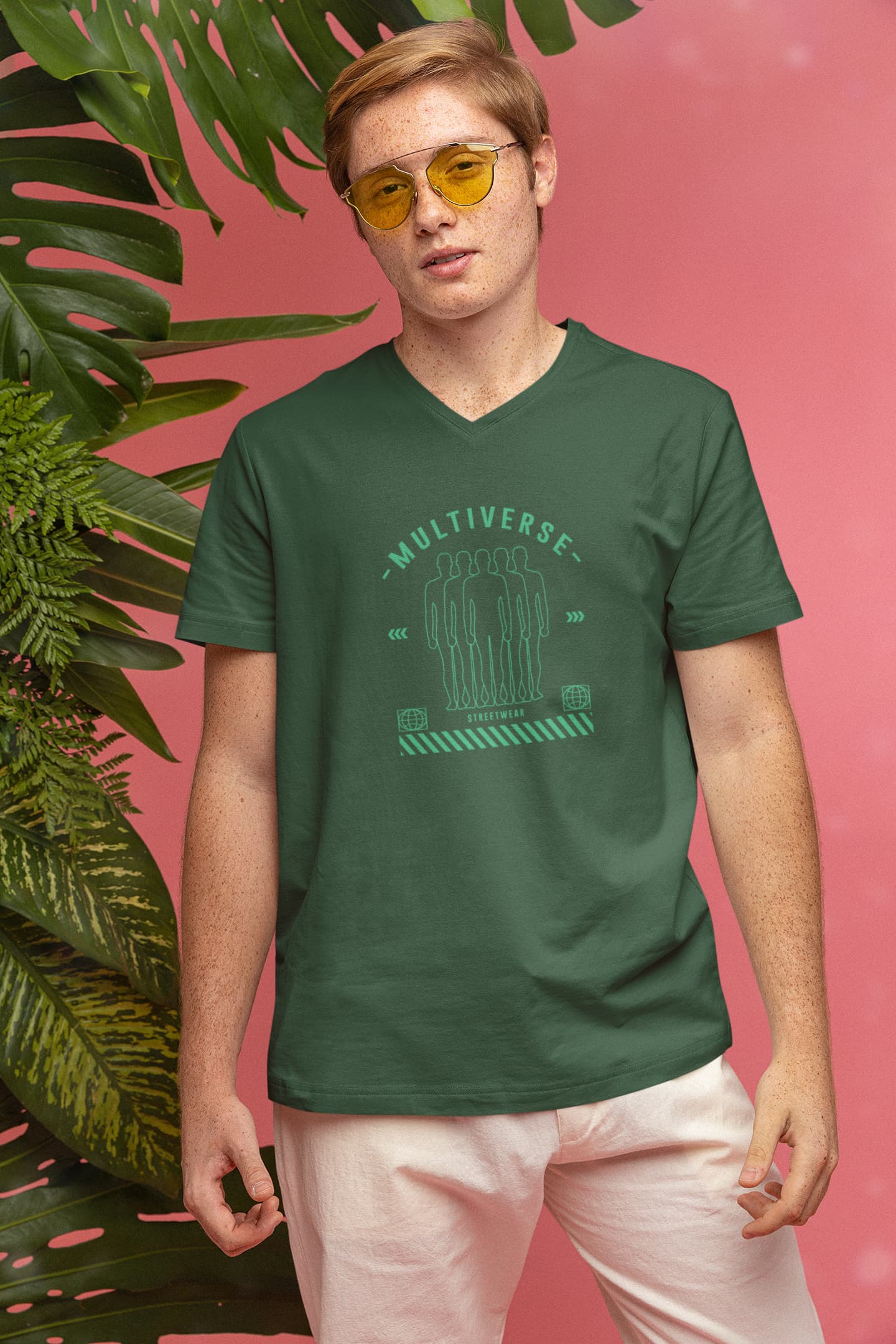 MENS OLIVE GREEN VNECK T-SHIRT
