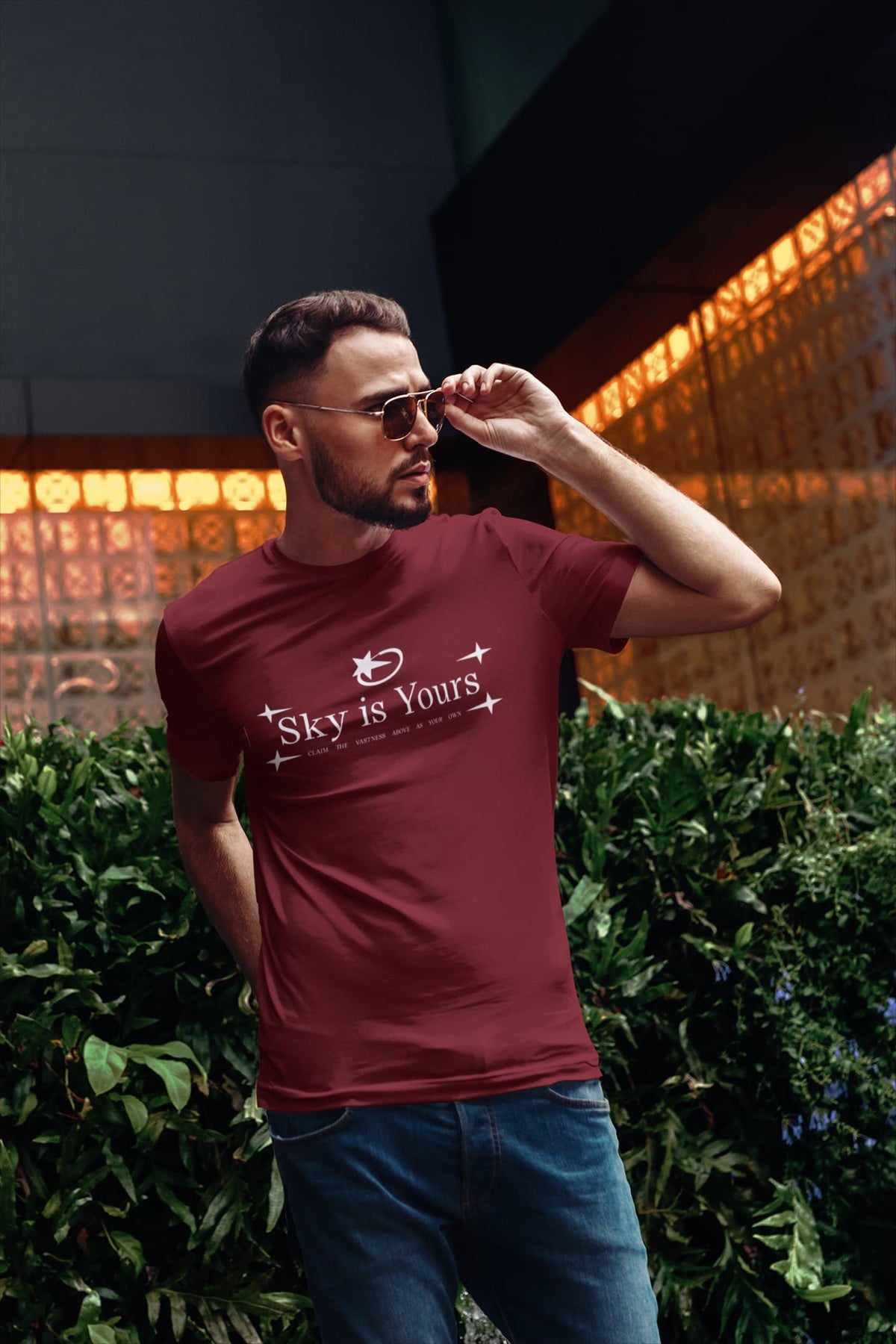 Karavirs® Sky Maroon graphic tee for men India