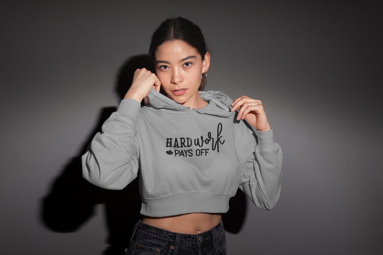 WOMENS MELANGE GREY CROP HOODIES