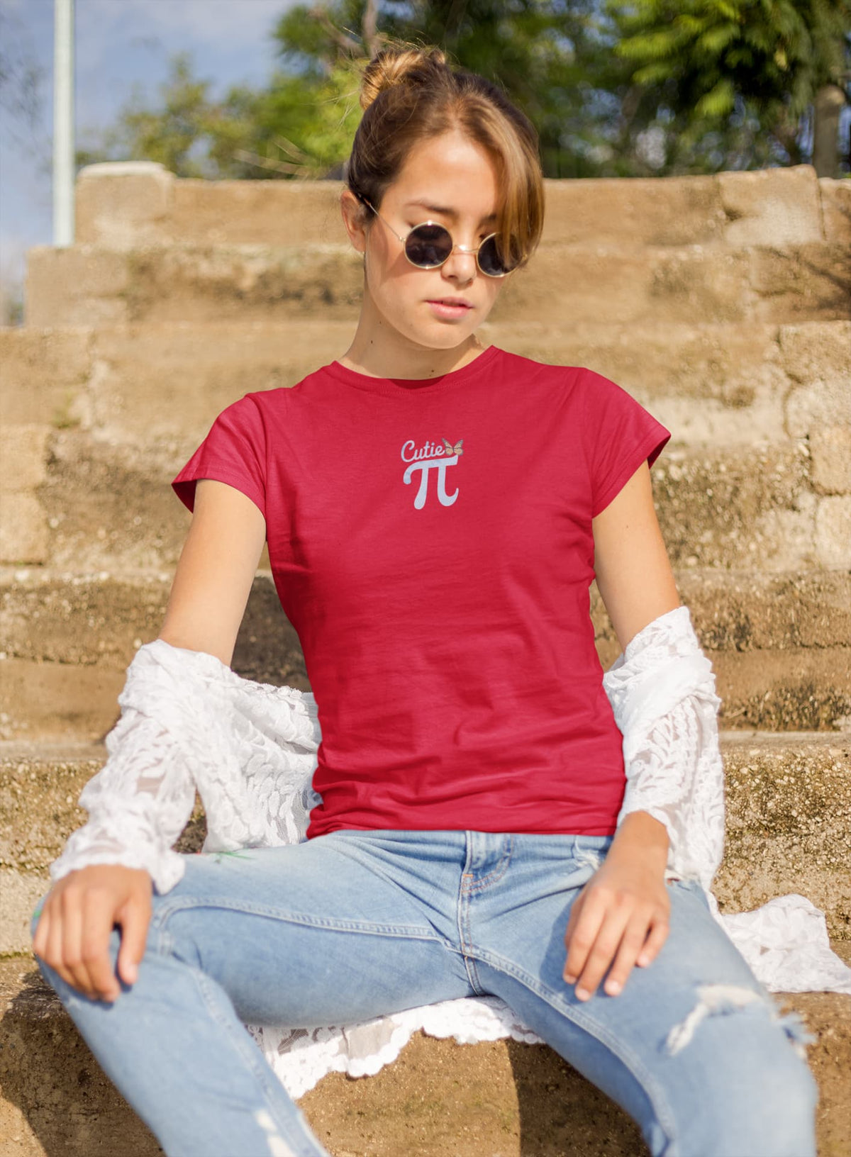 Women's Red Round Neck T-shirts