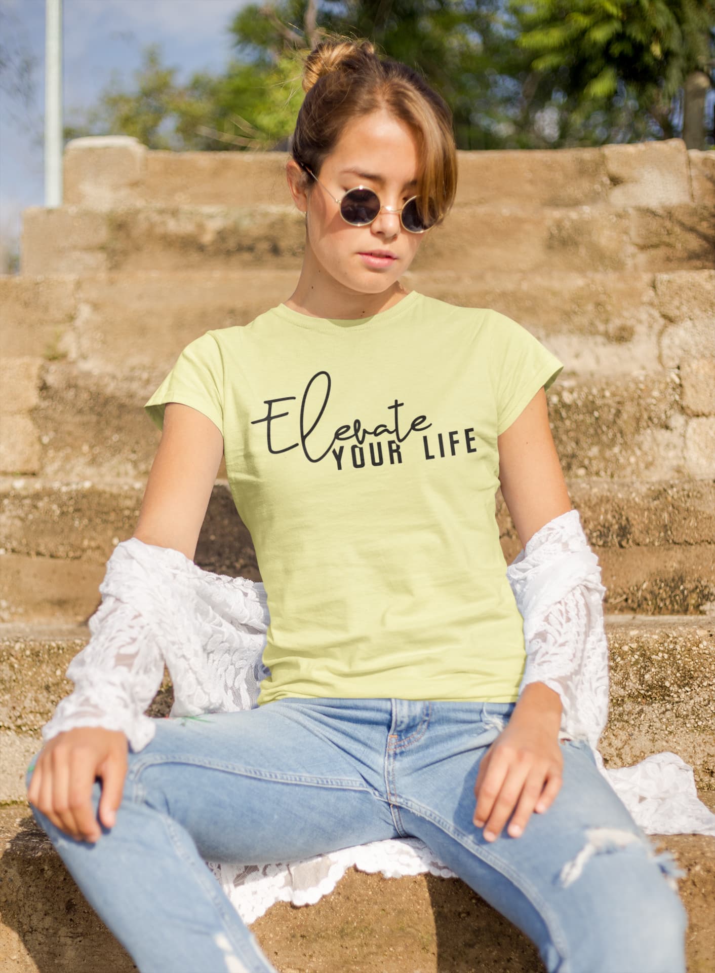 WOMENS BUTTER YELLOW ROUNDNECK T-SHIRT