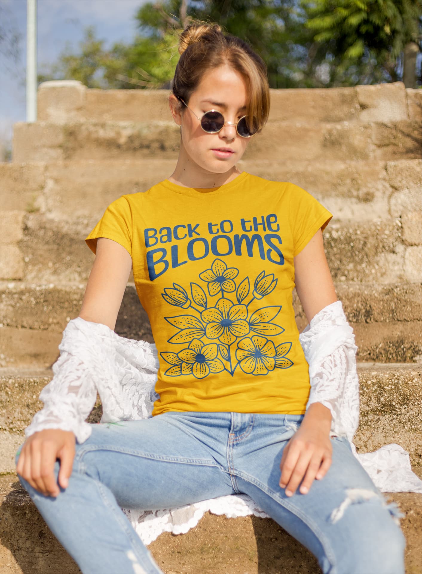 Women's Golden Yellow Round Neck T-shirts