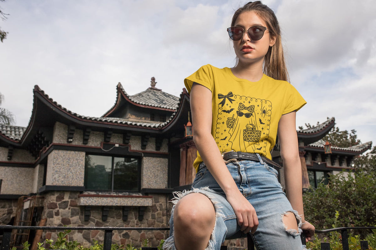 Women's Golden Yellow Round Neck T-shirts